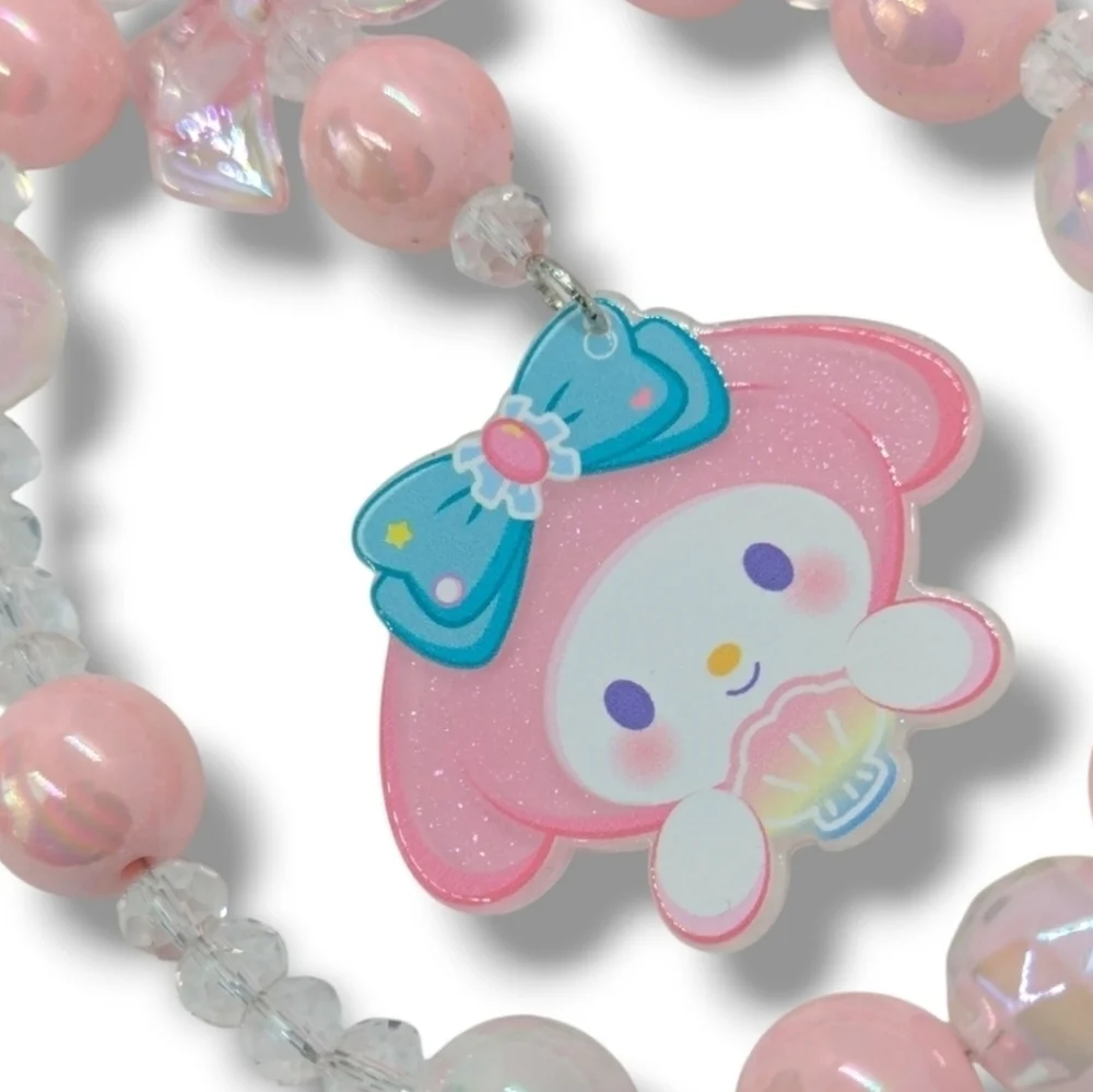 My Melody Pink Kawaii Beaded Phone Charm / Wristlet
